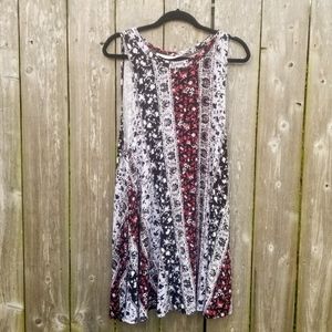 Red, B&W Printed Skater Dress
